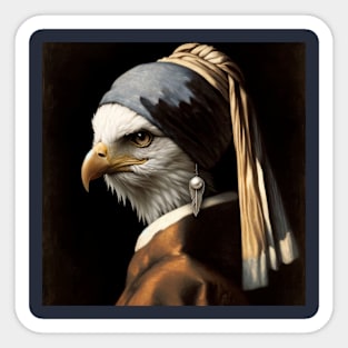 Wildlife Conservation - Pearl Earring Bald Eagle Meme Sticker